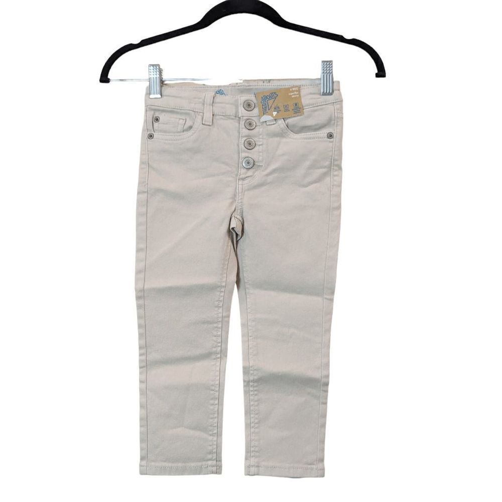 There Abouts Girls Size 4 Reg Pants Super Flex Skinny Tan Stone Button Fly Khaki